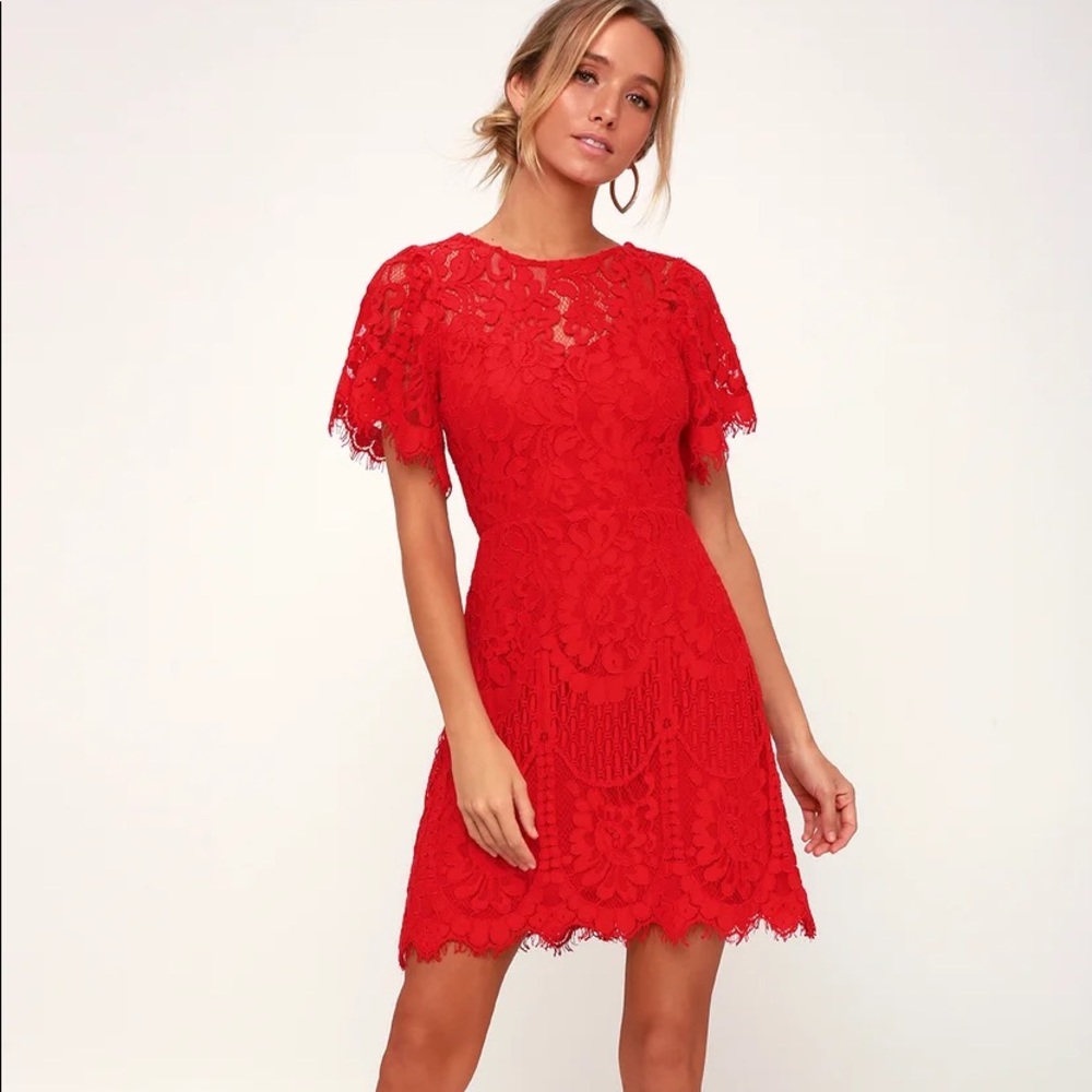 COPY - NWT - Lulus Red Lace dress - Size medium